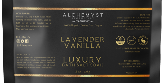 Luxury Organic LAVENDER VANILLA Bioenergized Bath Salts Alchemyst Co
