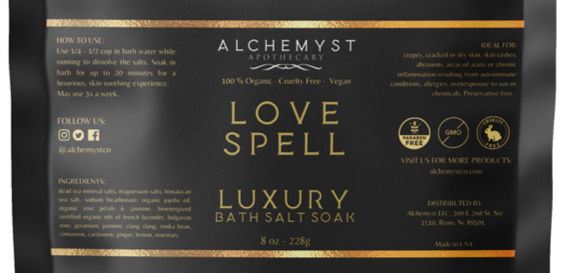 Luxury Organic LOVE SPELL Bioenergized Healing Bath Salts Alchemyst Co
