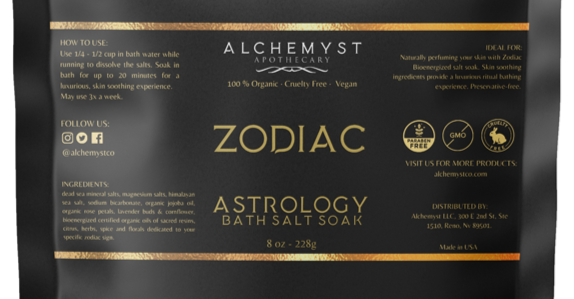 ZODIAC Bioenergized Organic Luxury Bath Salt Soak Alchemyst Co