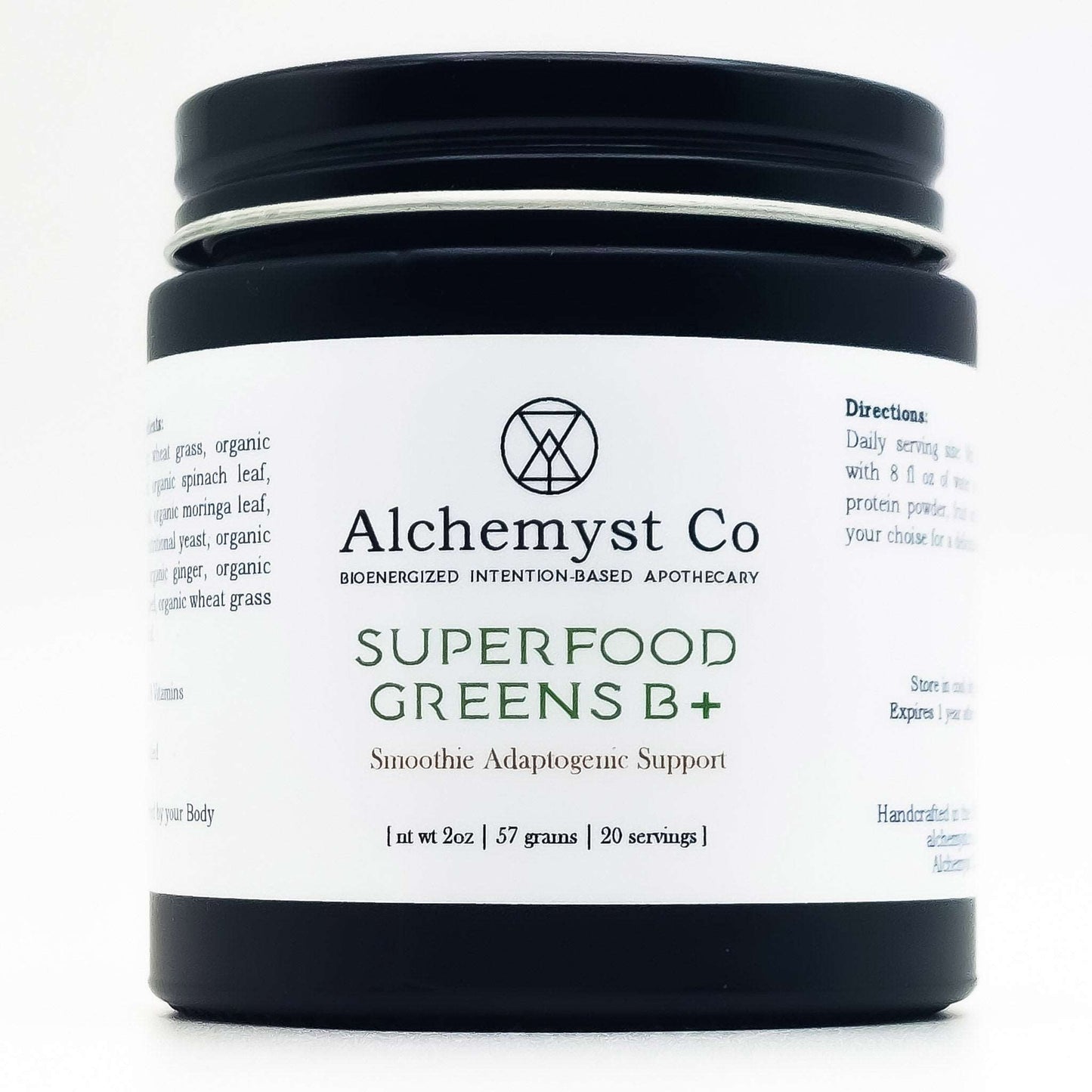 Organic 17 Superfoods Greens Smoothie Powder | Adaptogenic | B+ Vitamins Alchemyst Co