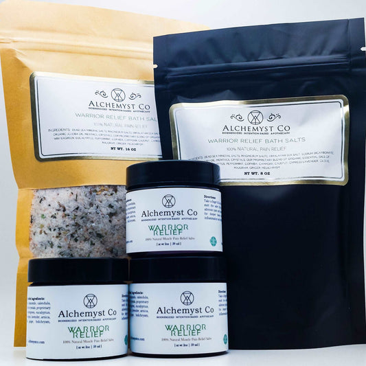 Warrior Relief Pain Relief Complete Set | Pain Relief Roll-on, Salve & Bath Salts Alchemyst Co